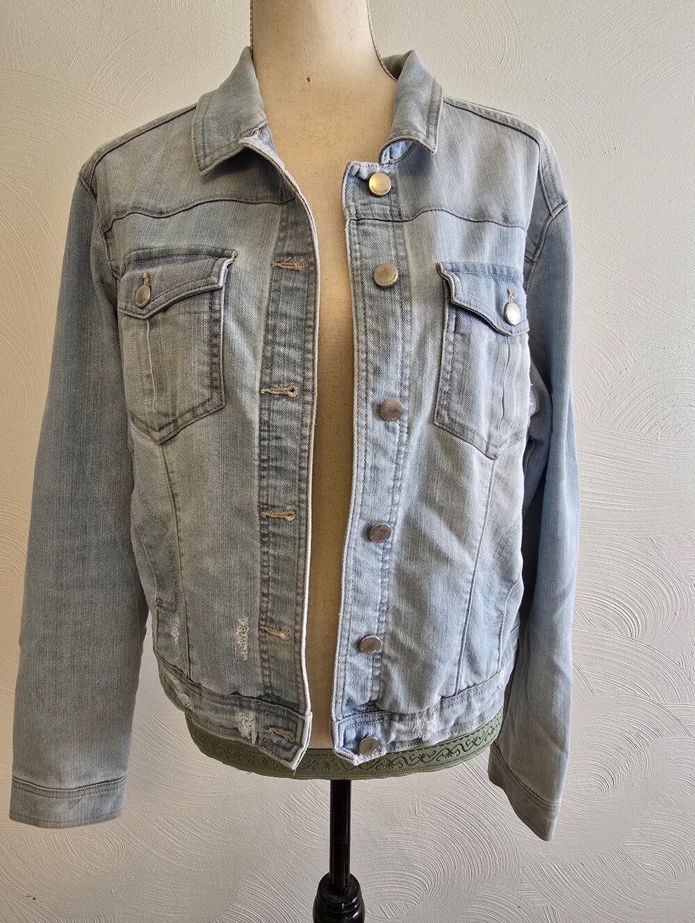 Tinseltown Pale Blue Denim Top with Gold Logo Label